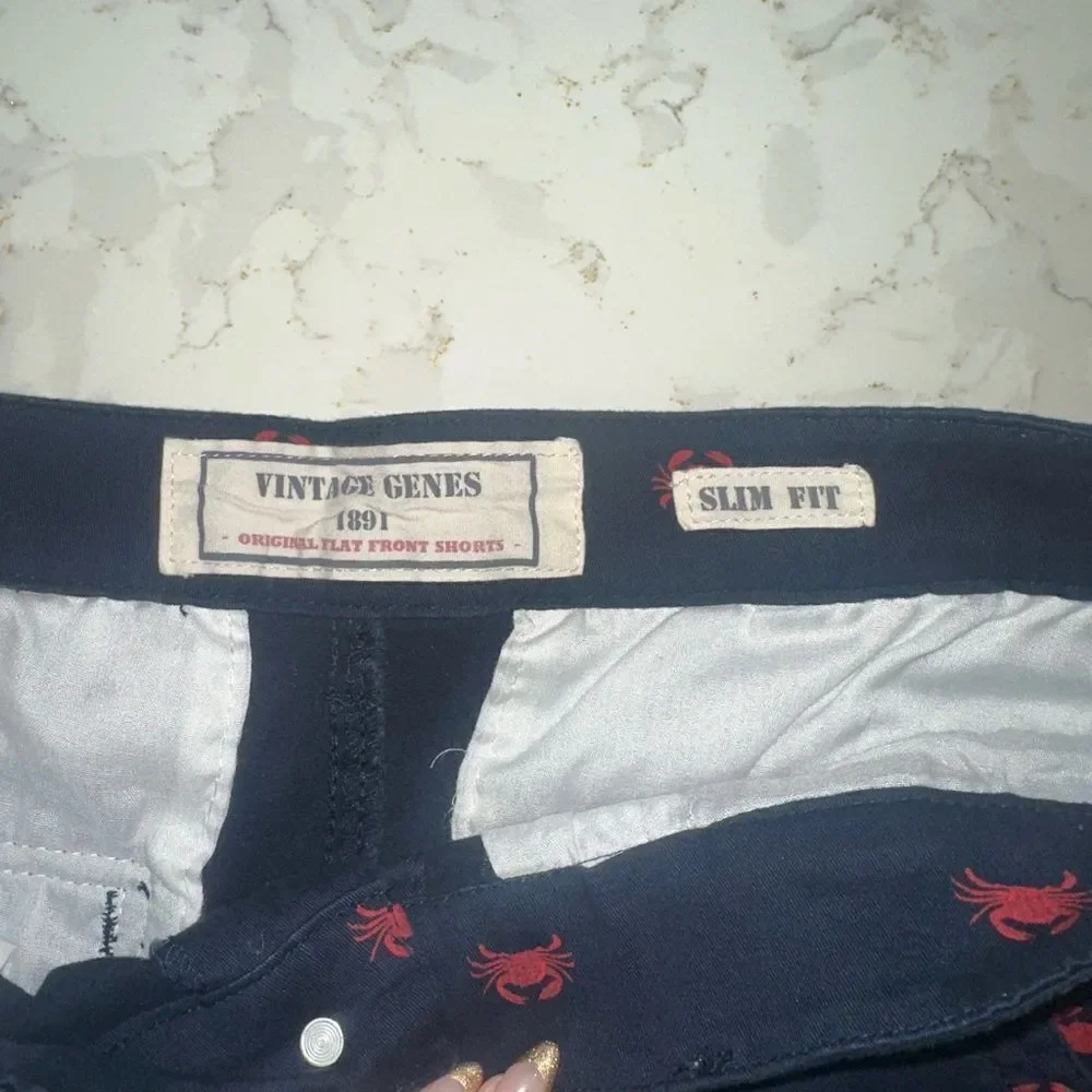 Vintage Genes, Men’s Blue Crab Shorts, original flat front shorts